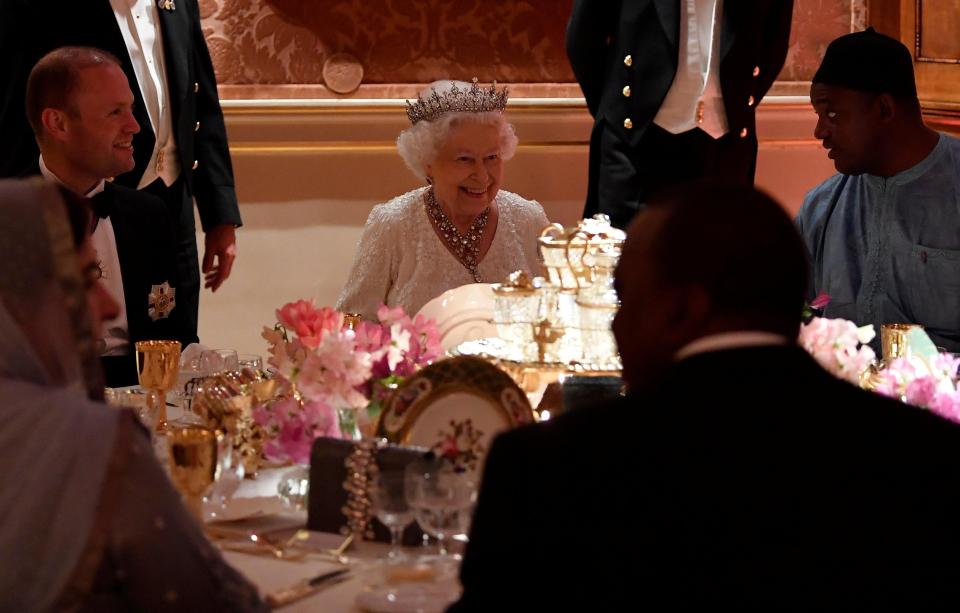  The Queen has this evening welcomed world leaders to the palace