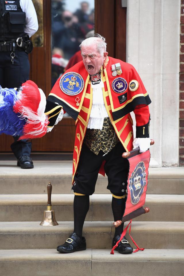 The town crier shared the exciting news outside the hospital