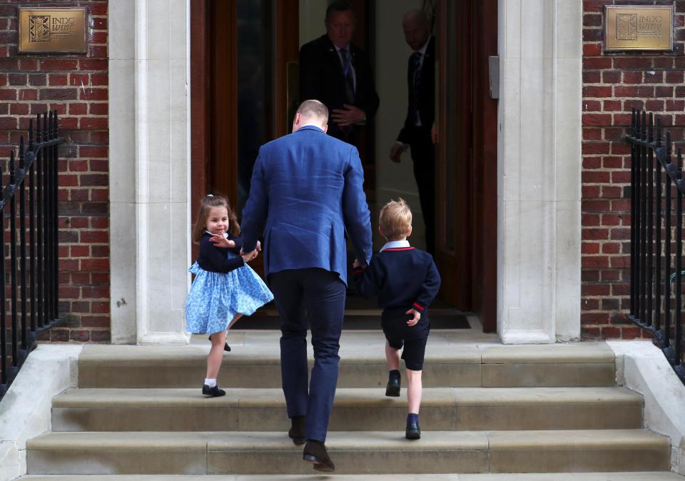 Princess Charlotte and Prince George climb the famous steps