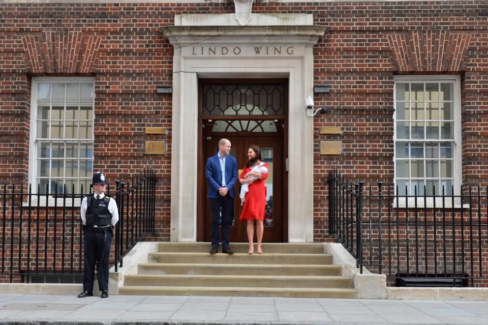 The Duke and Duchess later appeared on the steps of the maternity ward with their newborn son