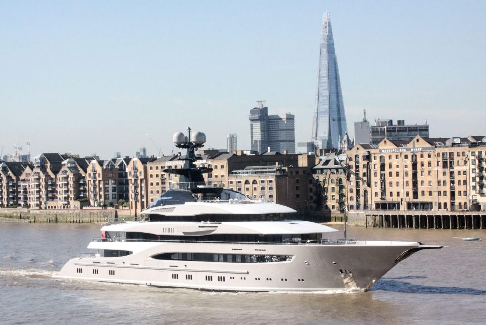 Khan's stunning yacht docked in Canary Wharf