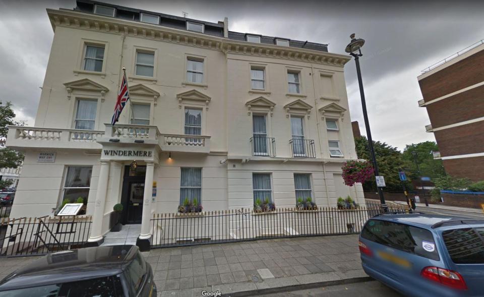  The driver, who found the passenger dead at the back of his black cab, sought help from staff at the Windermere Hotel in Warwick Way, Victoria