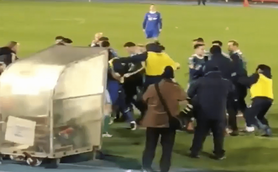  Waterford were beating Cork City at their Sports Centre home when a mass brawl broke out
