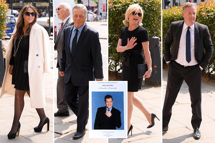 (L-R) Martine McCutcheon, Tony Blackburn, Anthea Turner, Piers Morgan at Dale Winton's funeral