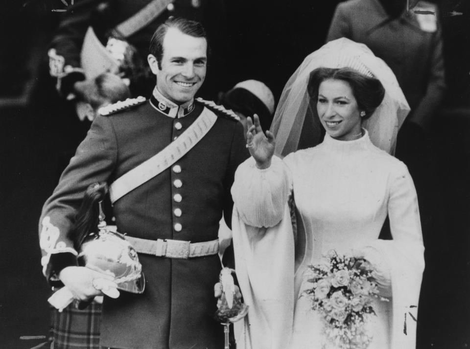  The Princess Royal opted for a Tudor-style gown for her wedding to Mark Phillips
