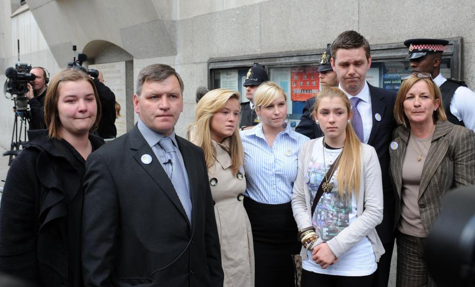  The Kinsella family outside the Old Bailey, following the guilty verdicts for Ben's three killers