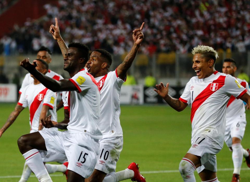 Christian Ramos celebrates scoring in 2-0 play-off win against New Zealand