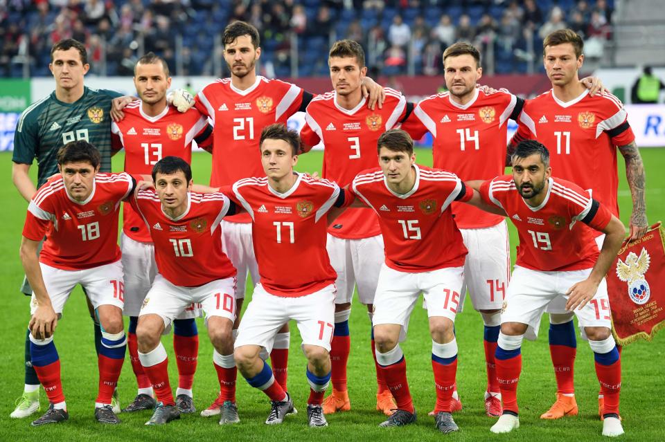  The Russia team that played France in a friendly in St Petersburg in March