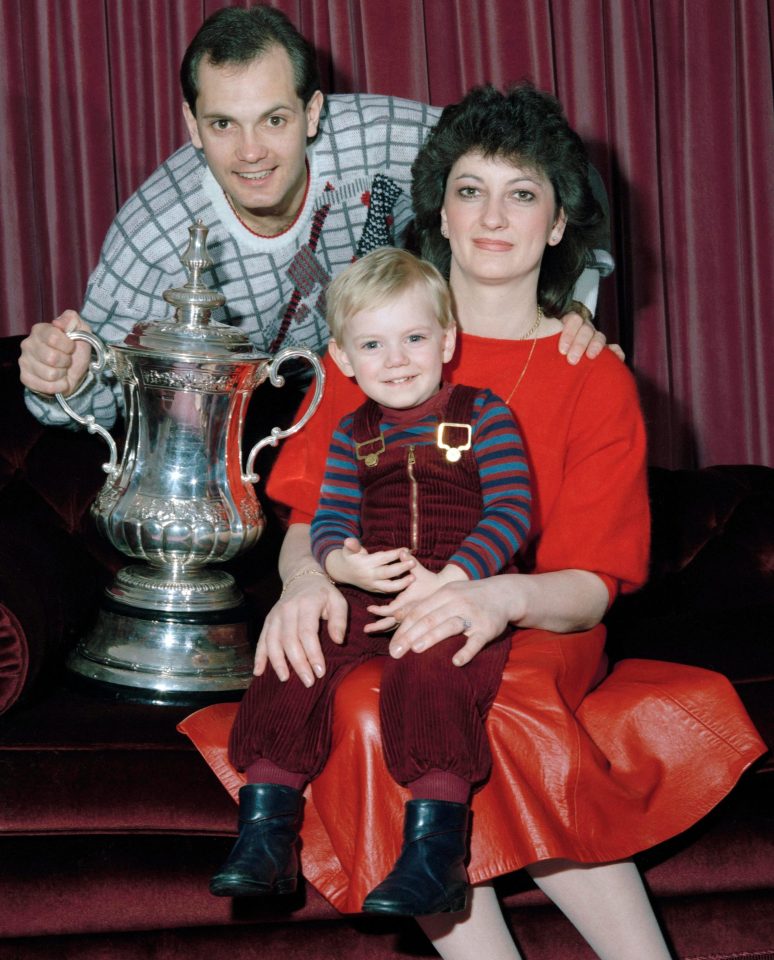  The couple, together with son Ross, celebrate Manchester United's 1983 FA Cup win over Brighton in which Ray scored