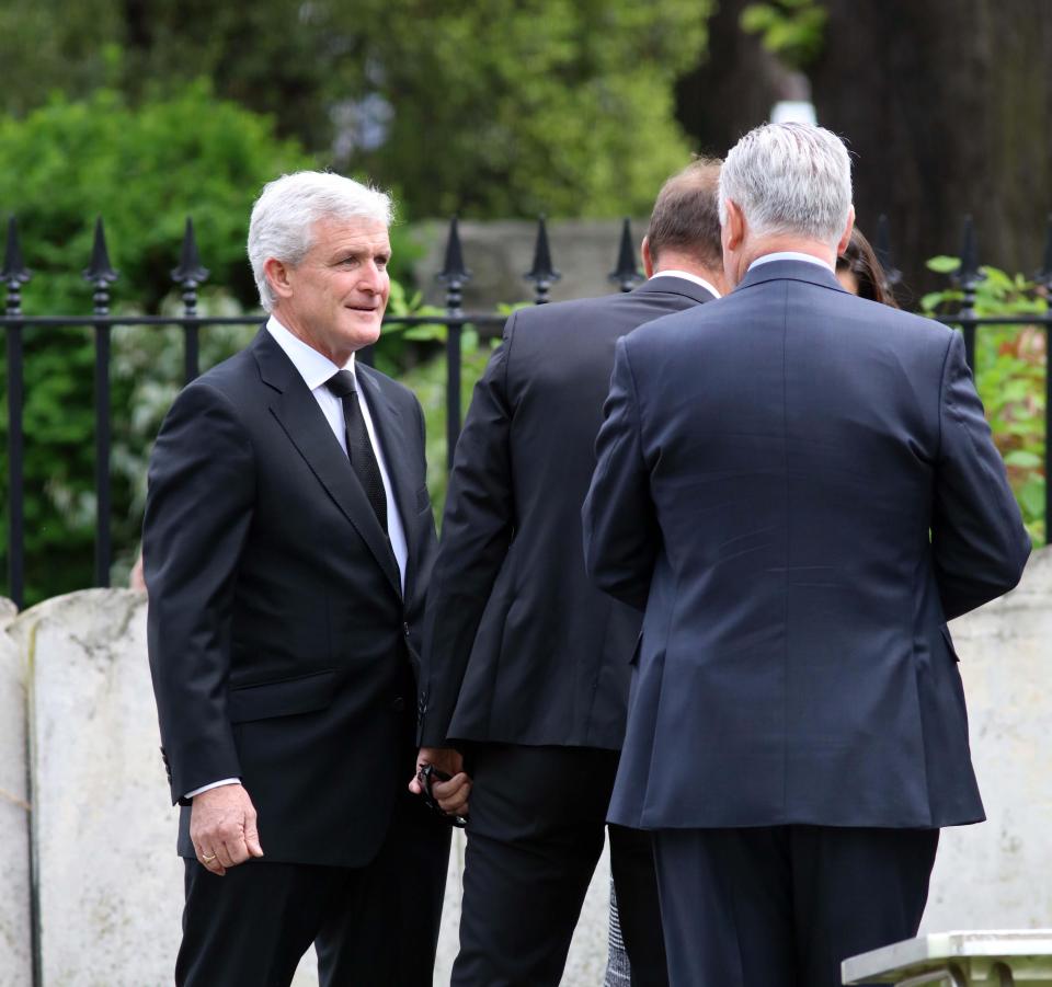 Southampton manager Mark Hughes was spotted in London for the funeral on Tuesday