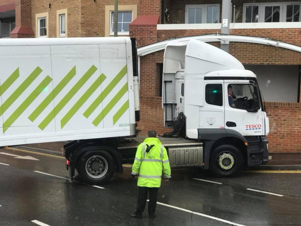  It's understood a Waitrose lorry broke down and was rescued by the Tesco driver