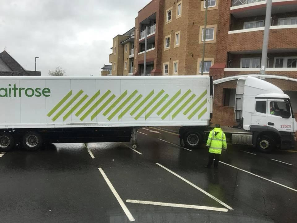  A Tesco lorry was spotted pulling a Waitrose trailer yesterday