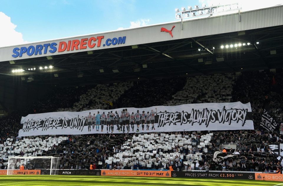 Newcastle unfurled a huge banner at St James' Park preaching unity