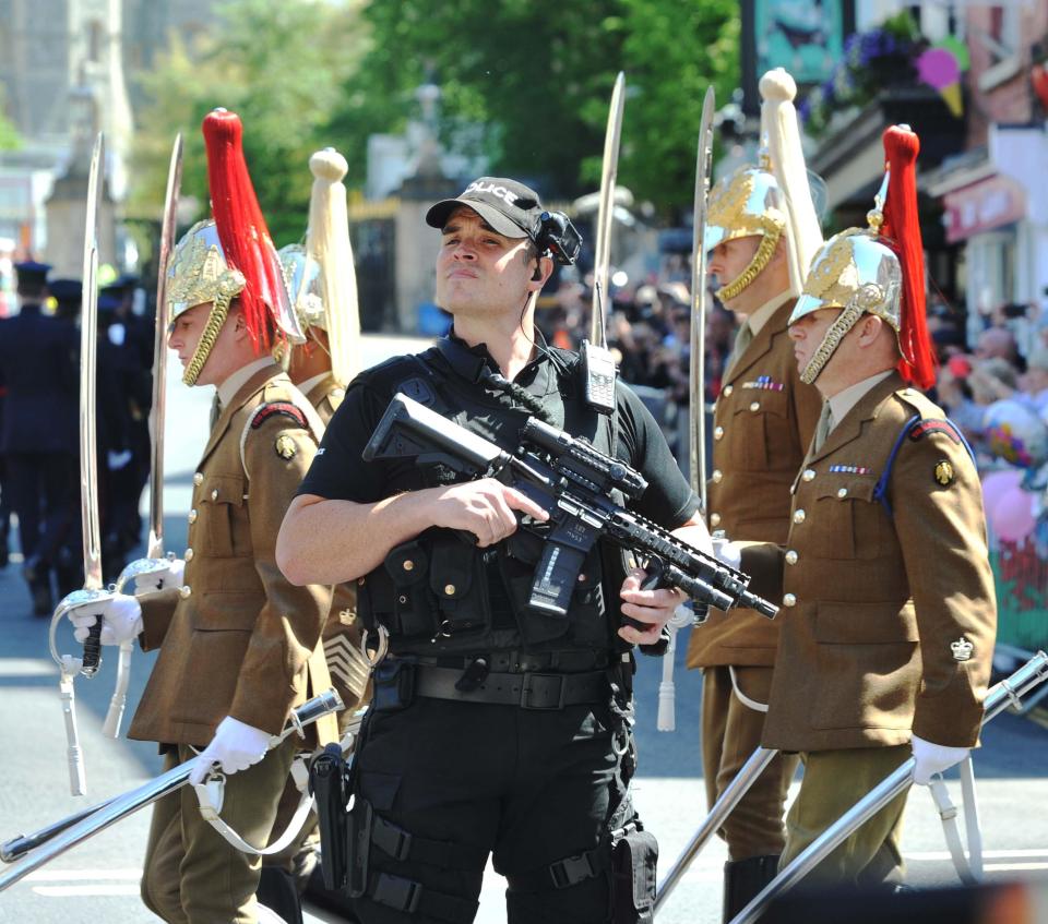 More than 100,000 royal fans are expected to make it to Windsor for the wedding - with officers ensuring a strong visible presence