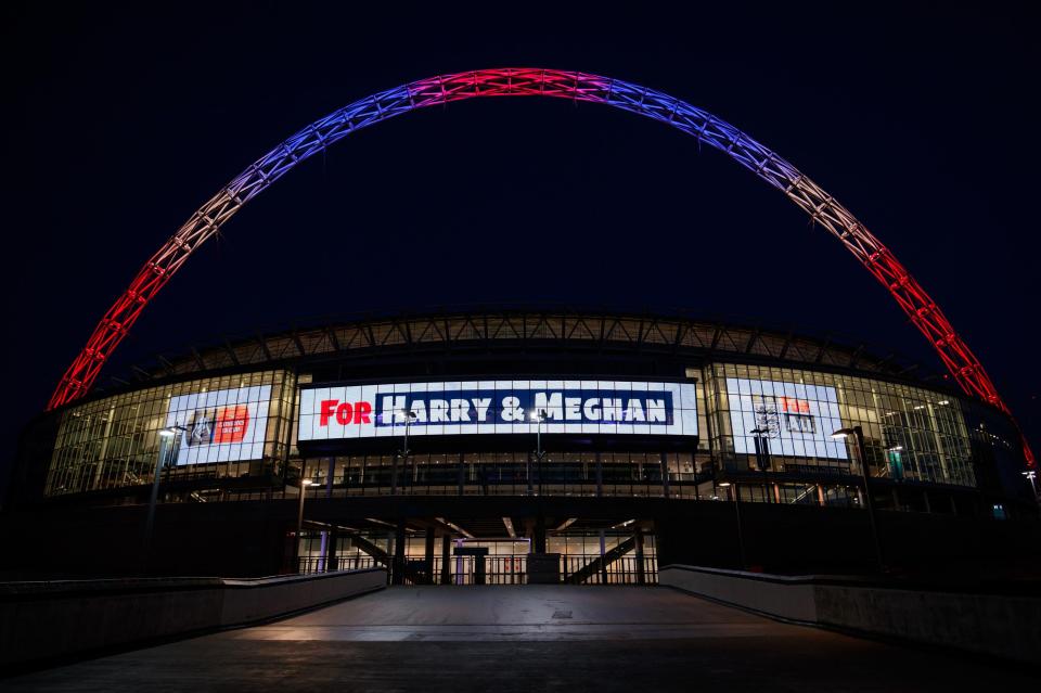  Wembley Stadium even paused its FA Cup Final preparations to wish the Royal couple well