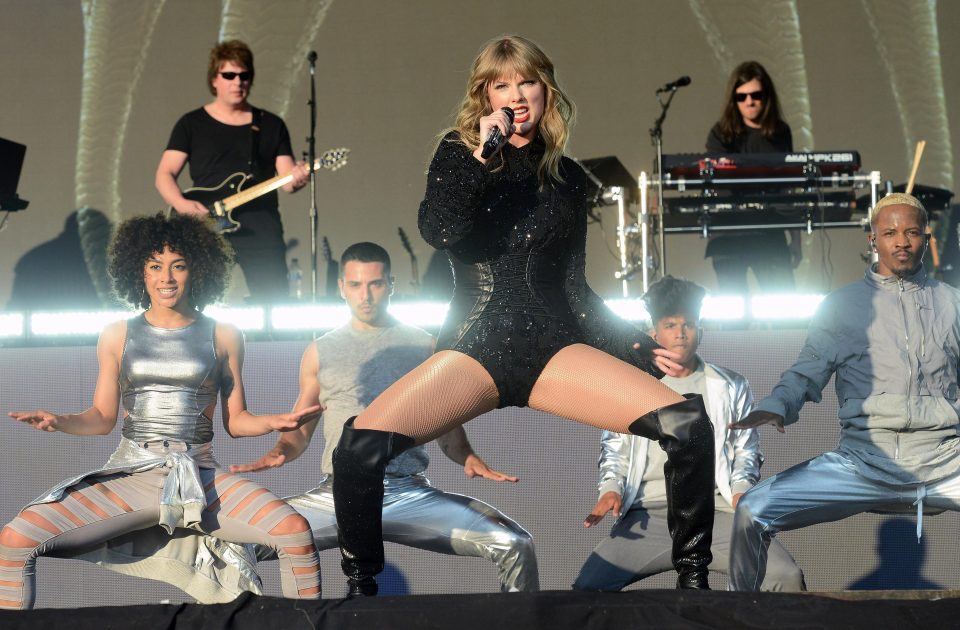  Taylor Swift gyrated in a black corset and bodysuit at Radio One's Biggest Weekend today