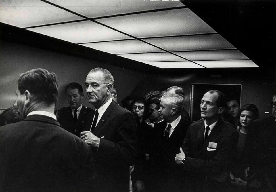 Johnson had been travelling with his wife Lady Bird in the car behind the Kennedy's