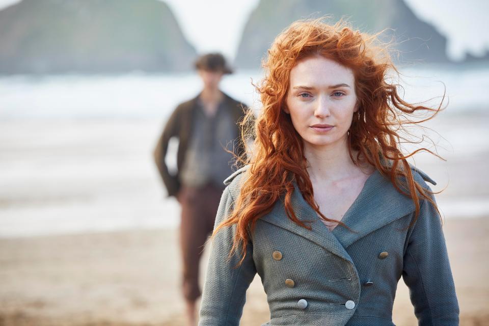  The actress, 26, also had her fiery red locks swept off her face