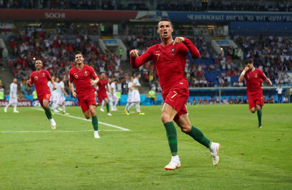 Cristiano Ronaldo celebrates after netting sensational free-kick