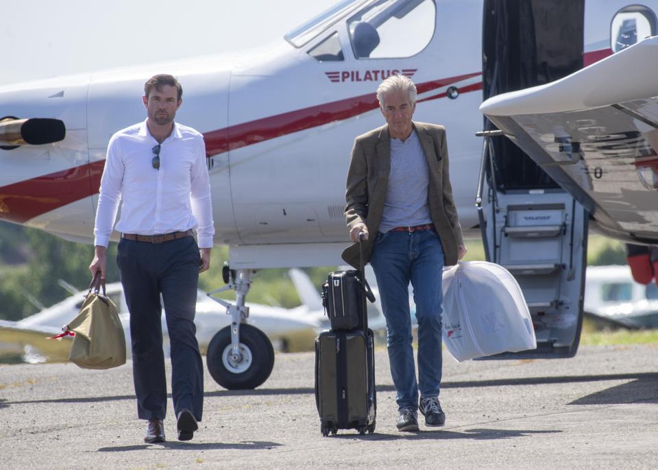  The tycoon was spotted stepping off his private jet this morning