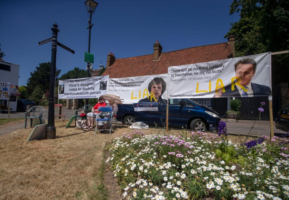  Protests in historic Harmondsworth, which faces demolition to make way for a third runway at Heathrow