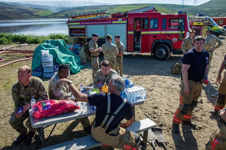  Exhausted fire-fighters have been working rolling 12-hour shifts to tackle the blaze