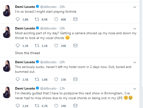  Demi revealed she had been stuck in her hotel for two days