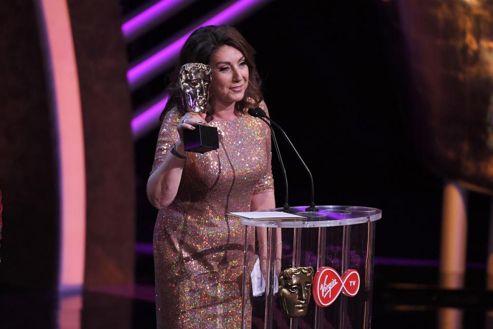 Jane accepting her Bafta win for Cruising, which has experienced a spike in viewing figures since the shock victory