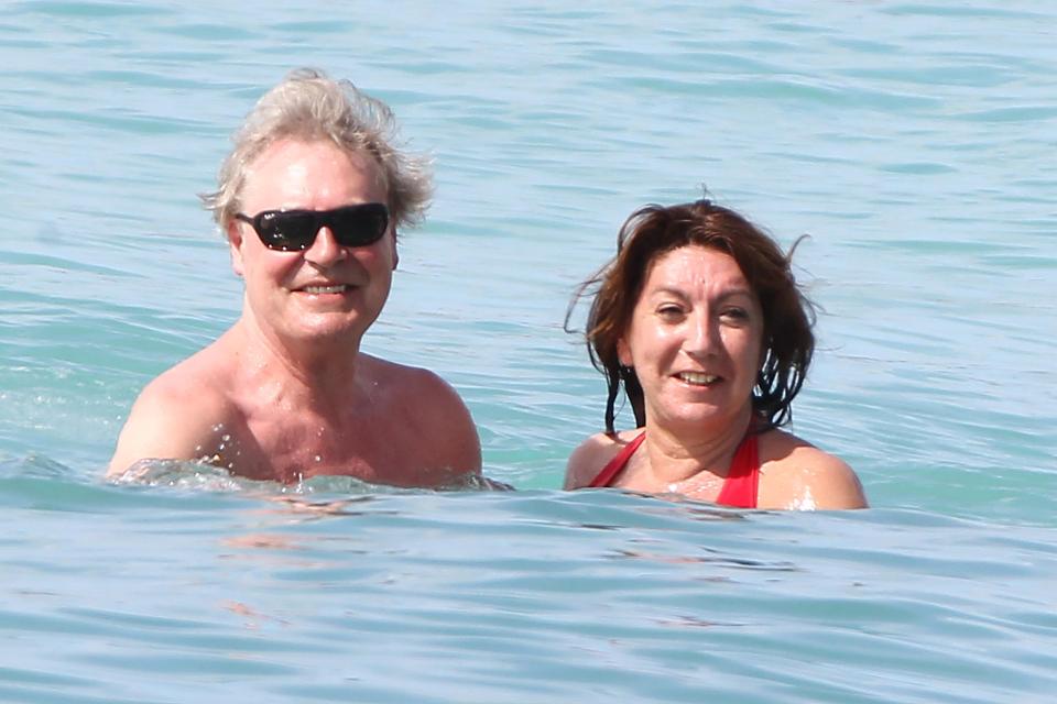 Jane Mcdonald pictured enjoying a swim in Barbados with her ex-husband Henrik Brixen