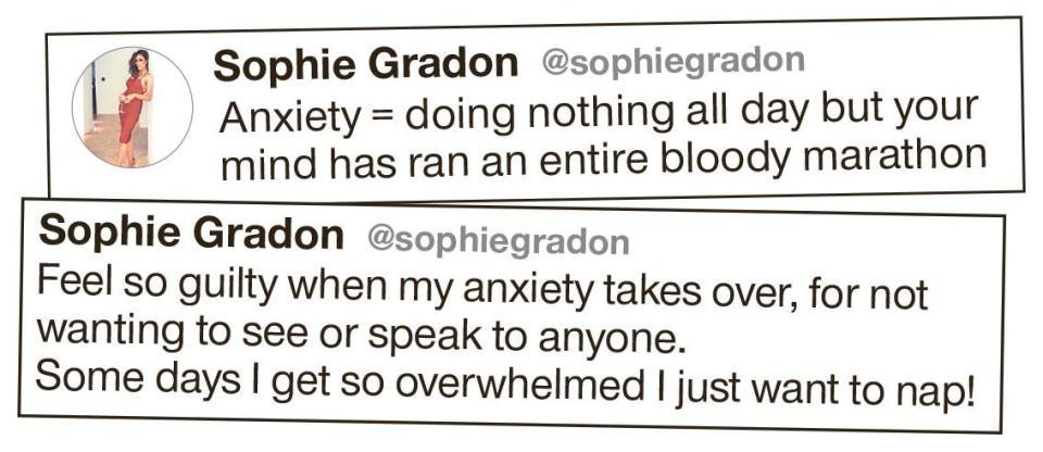  Sophie sent out a series of tweets detailing her anxiety before she died