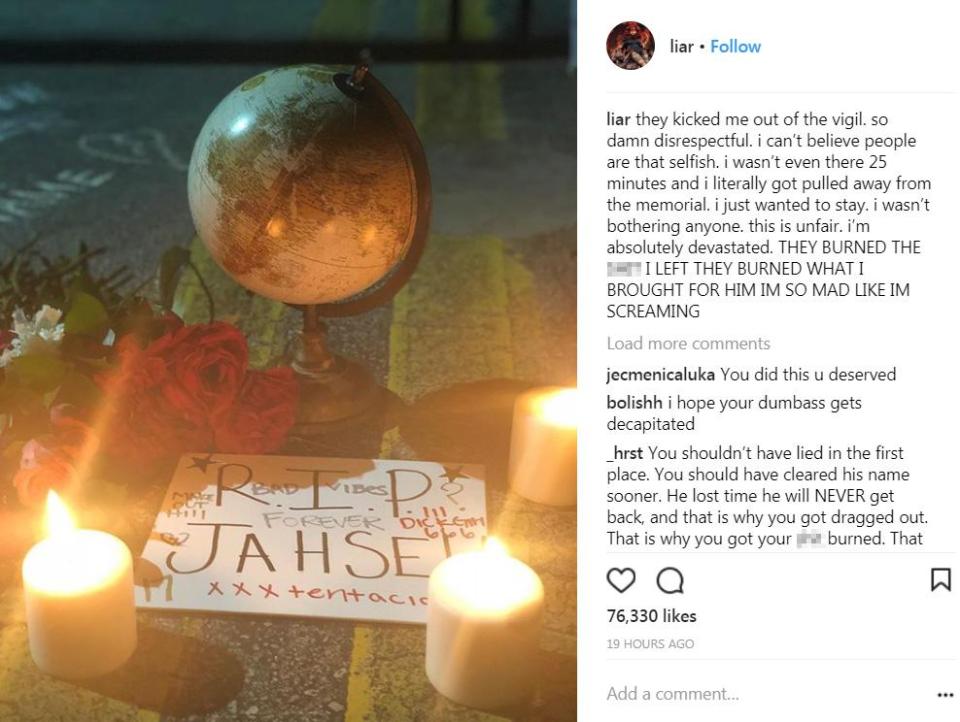  She posted a picture on Instagram of the tributes she had laid out for her rapper ex-boyfriend