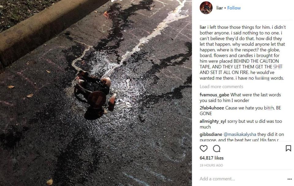  Geneva later posted this image which appears to show the charred remains of the items after she claims they were torched by fans