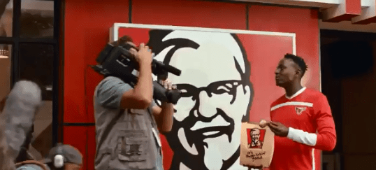  An unusual post match interview takes place outside KFC