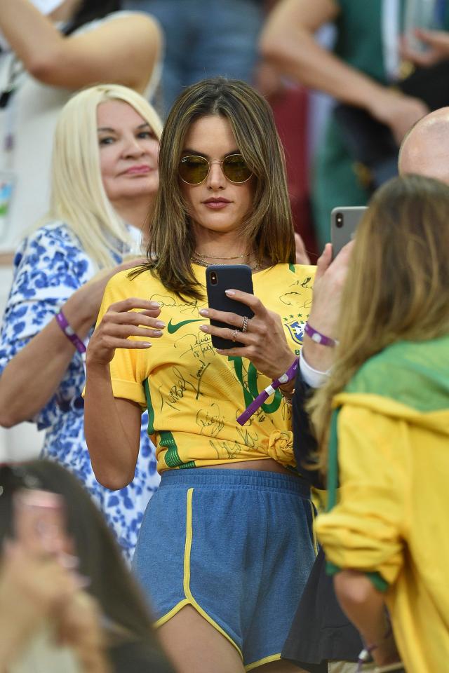 Brazil model Alessandra Ambrioso watches her team in the crowd