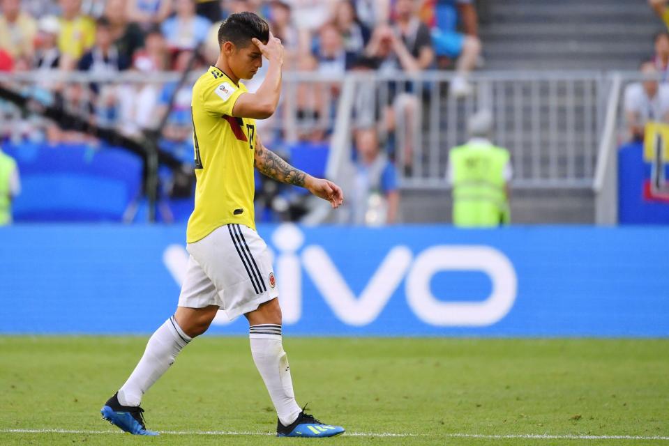  Colombia's superstar midfielder James Rodriguez is doubtful for the last 16 clash