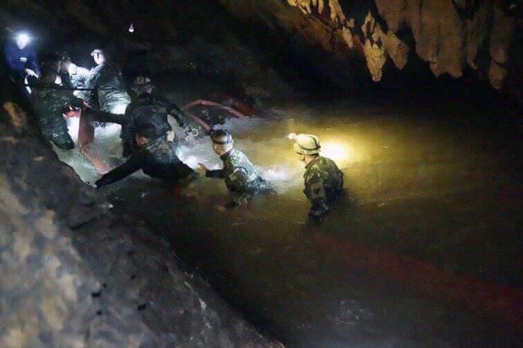 Inside the flooded cave in northern Thailand where the boys and their coach have been missing for more than a week