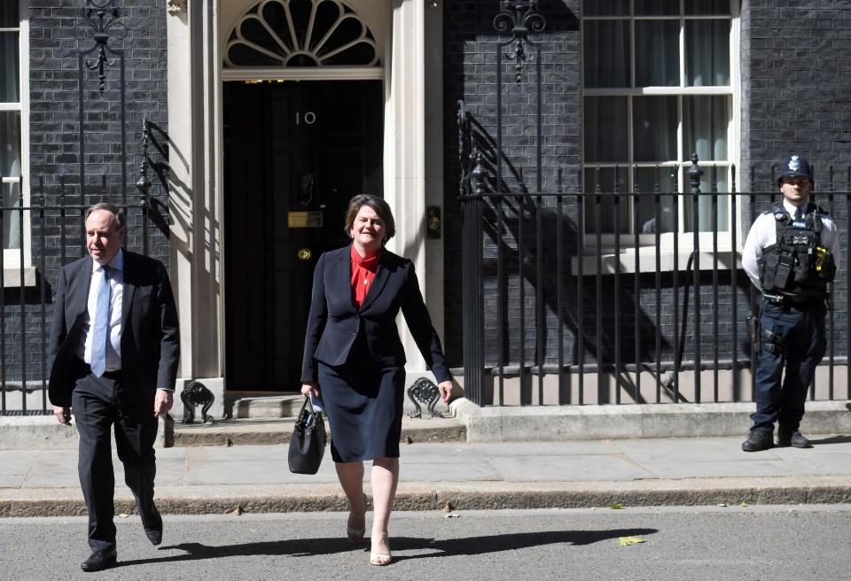  The DUP's Nigel Dodds and Arlene Foster in Downing Street today