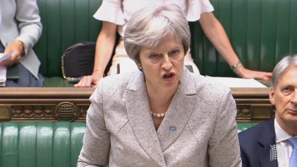  Theresa May speaking in the House of Commons this evening