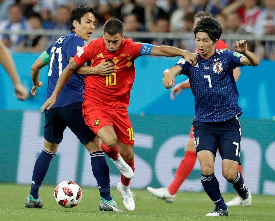  Eden Hazard in action against Japan at the Rostov Arena