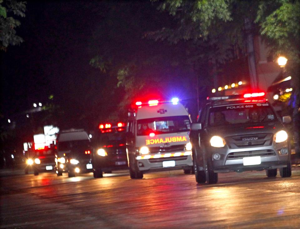  A convoy of ambulances rush the young lads to hospital