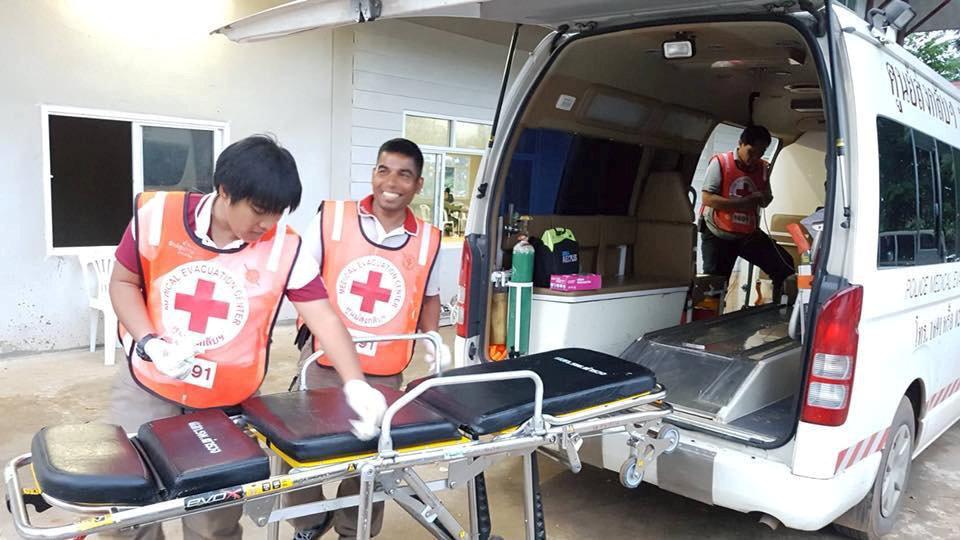  One of the ambulances being prepared by emergency workers on the final day of the rescue mission