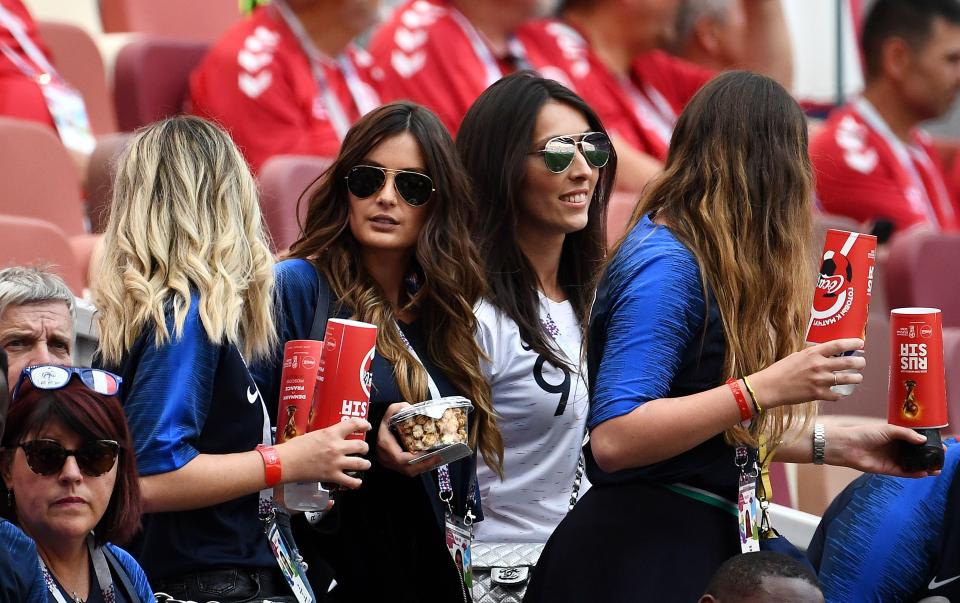  Marine Lloris and Jennifer Giroud, right, are among the French wags who have been seen cheering their men on in Russia