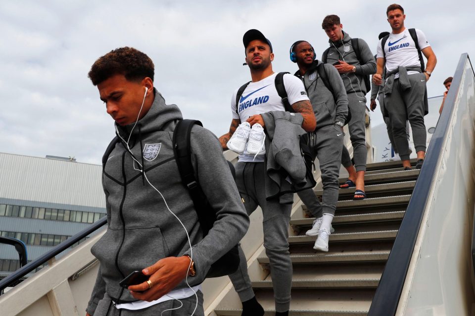 The England players arrive in Moscow for the semi-final
