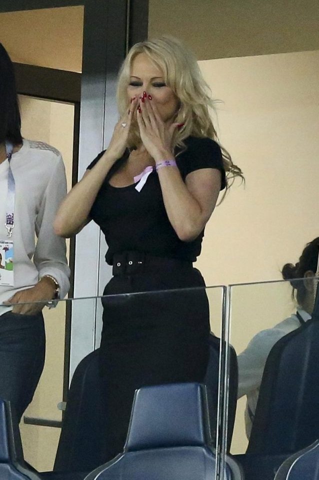 Pamela Anderson led the French WAGs in celebrating the team's World Cup victory in Moscow