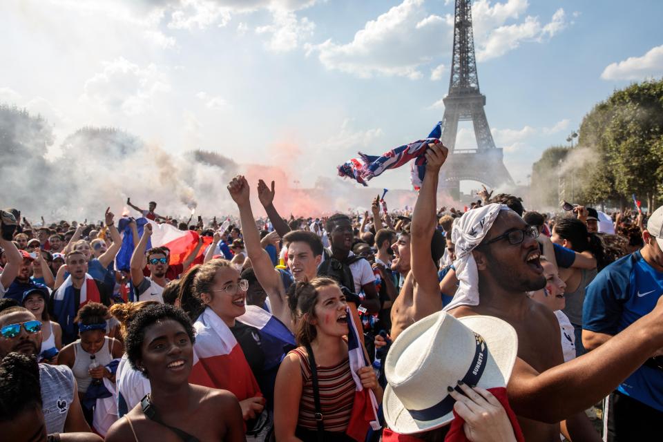 French fans go wild in the streets after watching their country beat Croatia