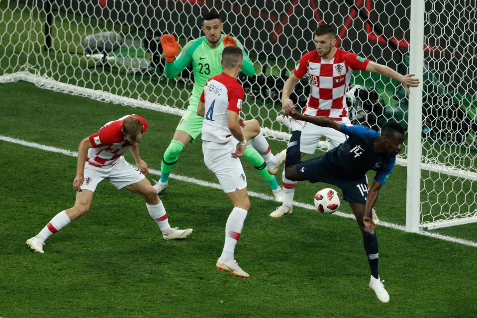 This was the moment the ball bounced up and onto the arm of Croatia star Ivan Perisic