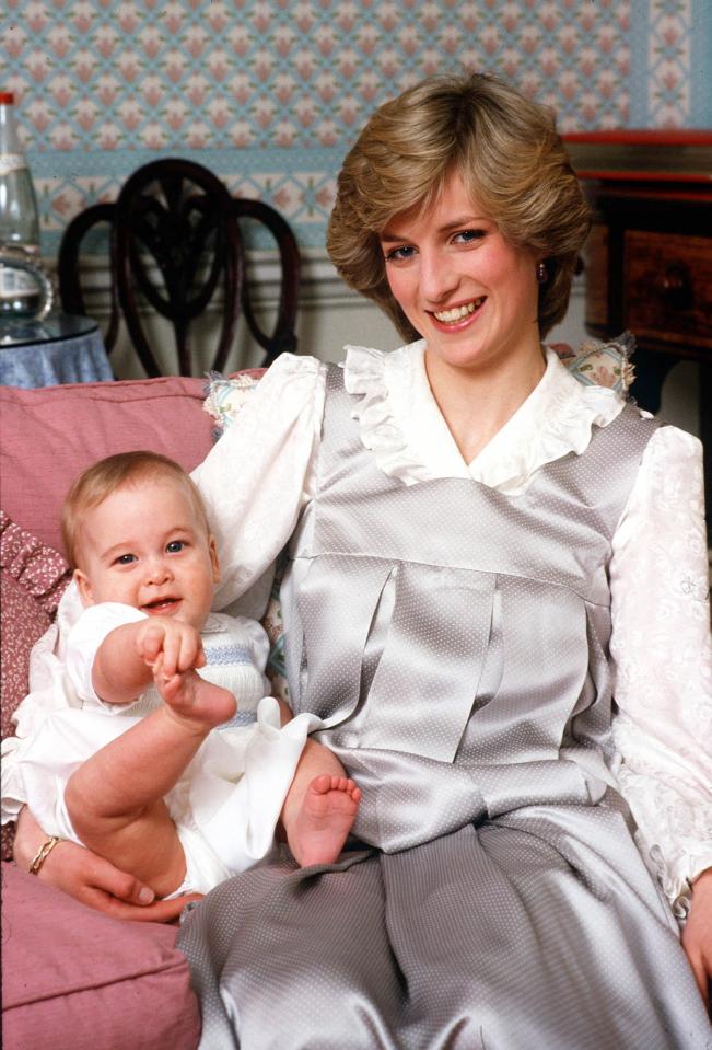  Princess Diana cuddles with a young William