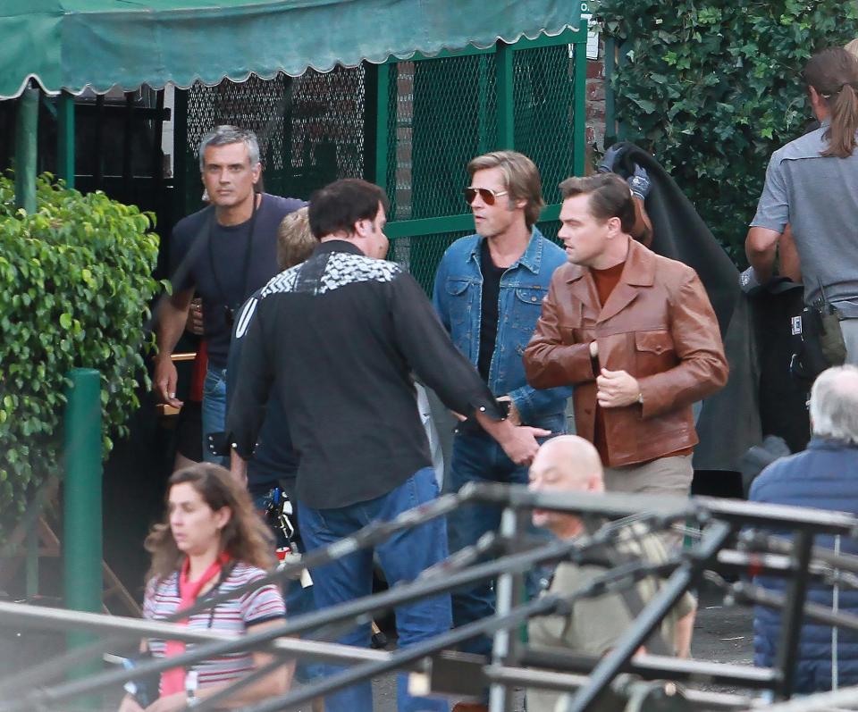  Brad Pitt and Leonardo DiCaprio were seen on set in LA today