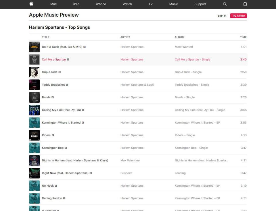  Harlem Spartans songs appeared for download on the Apple store in July