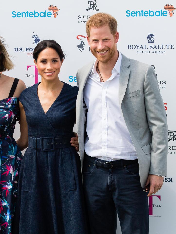  Harry and Meghan, pictured today, thanked Georgie for their gift